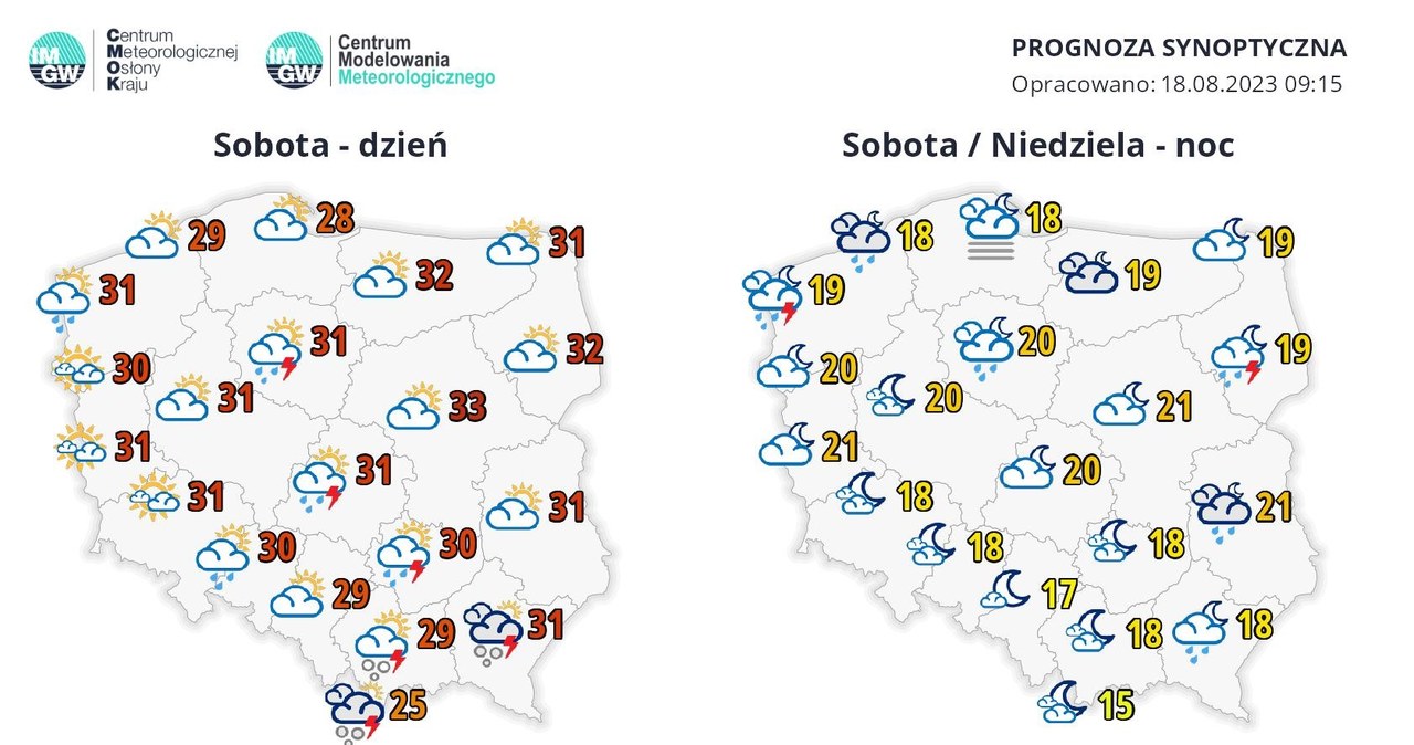 W sobotę będzie upalnie w dzień oraz po zmroku - w wielu miejscach kraju będzie noc tropikalna /IMGW /