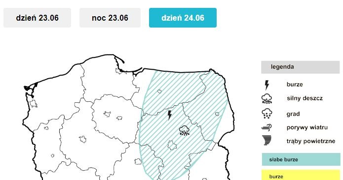 W sobotę burze możliwe będą na północnym wschodzie kraju /IMGW