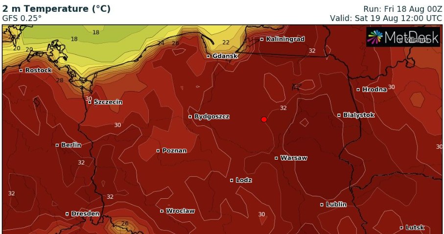 W sobotę upały pojawią się w większości Polski /wxcharts /