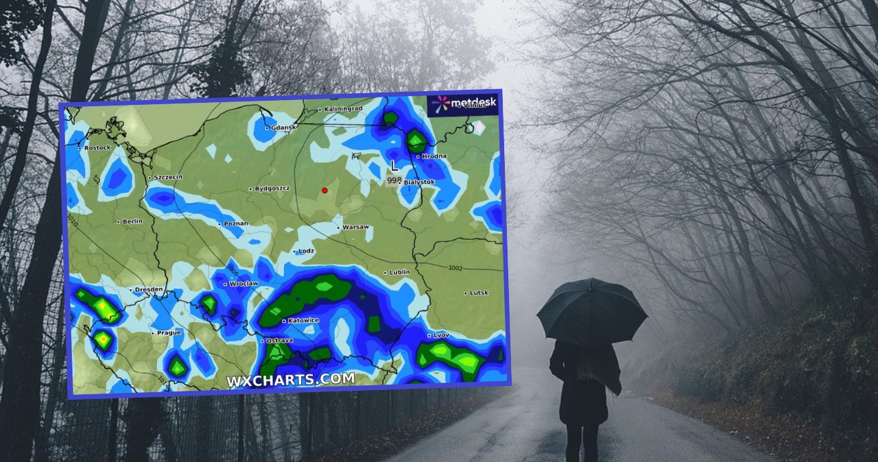 W środę pogodę w Polsce ukształtuje niż, niosący deszcze i silny wiatr. IMGW wydał alert pierwszego stopnia i nie prognozuje ogłoszenie kolejnych w ciągu dnia /StockSnap/Pixabay/WXCHARTS /