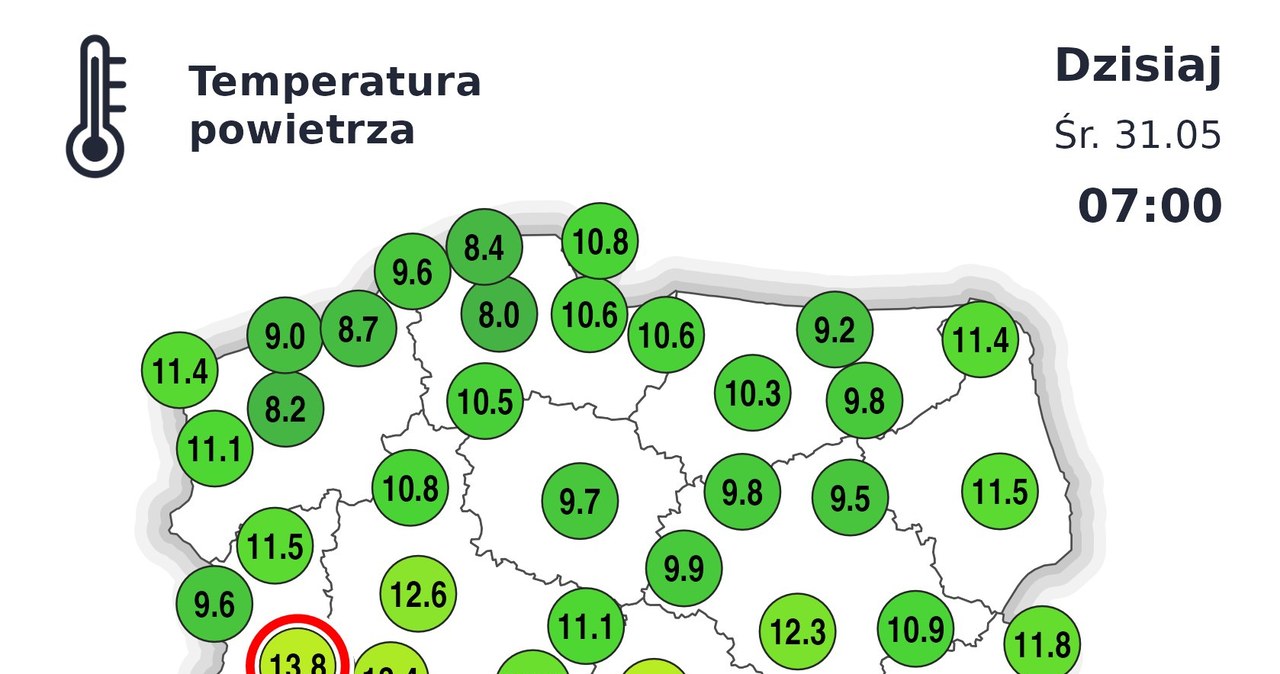 W środę rano miejscami było chłodno, lecz w ciągu dnia temperatura wyraźnie wzrośnie /IMGW /