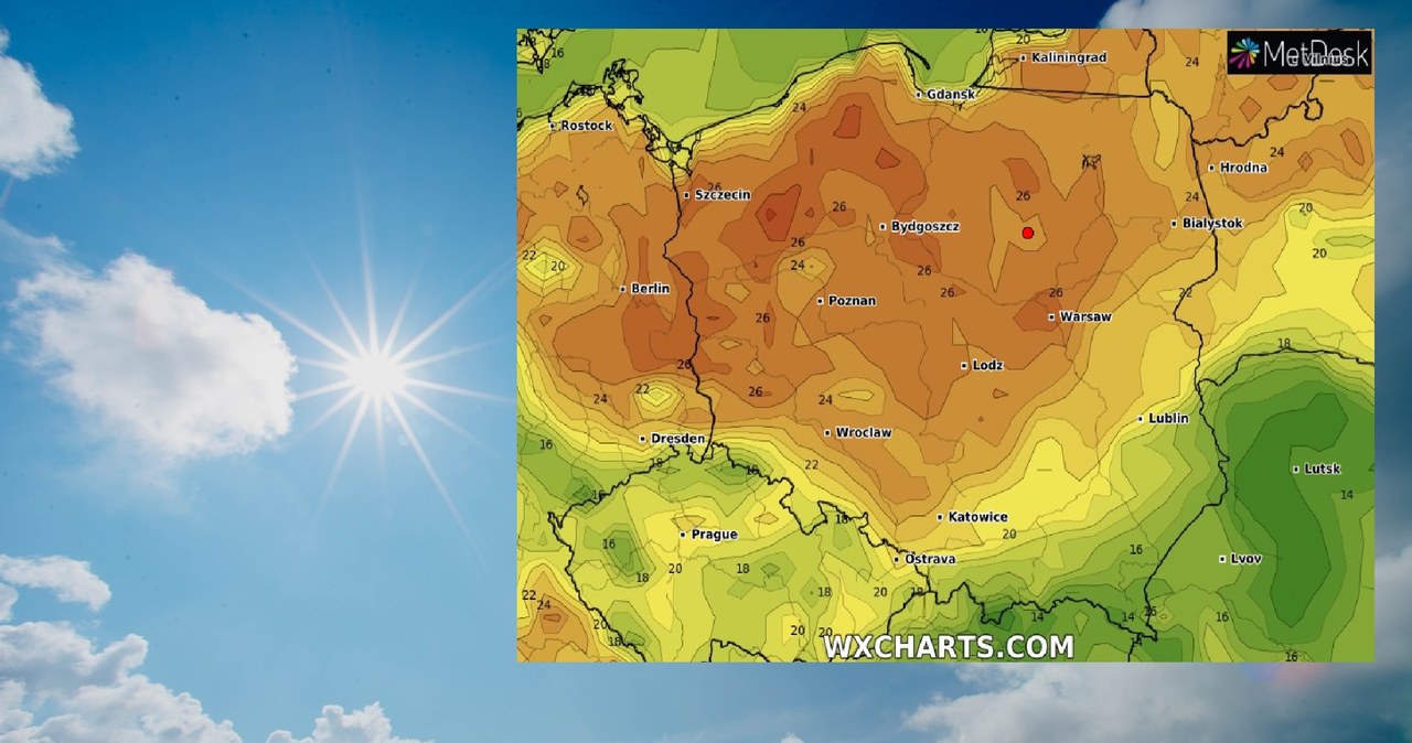 W środę w dużej części kraju będzie słonecznie i ciepło, jednak pojawią się również burze /Unsplash/WXCHARTS /