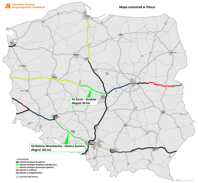 W sumie w Polsce mamy 4,9 tys. km dróg szybkiego ruchu, z czego nieco ponad 1,8 tys. km to autostrady. /GDDKiA
