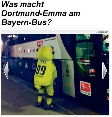 W ten sposób klubowa maskotka Borussii Dortmund upewniła się, że drużyna Bayernu może bezpiecznie wracać do domu. /INTERIA.PL