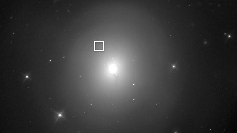 W tym miejscu doszło do kolizji gwiazd neutronowych (zaznaczone kwadratem) /materiały prasowe