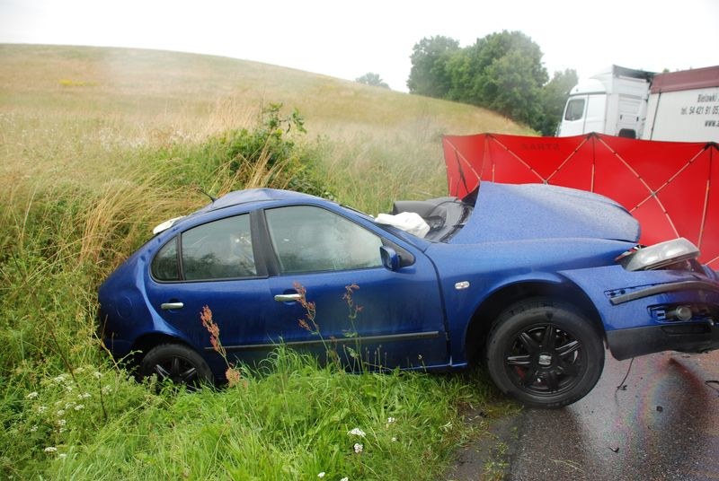 W tym wypadku zginęła 19-latka, która wpadła w poślizg i wjechała pod ciężarówkę /Policja