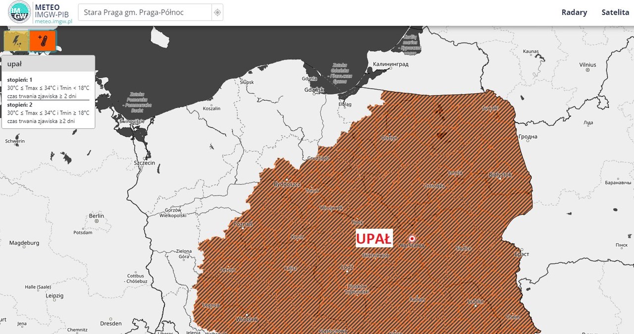 W większości Polski obowiązują ostrzeżenia drugiego stopnia dotyczące upałów /IMGW /