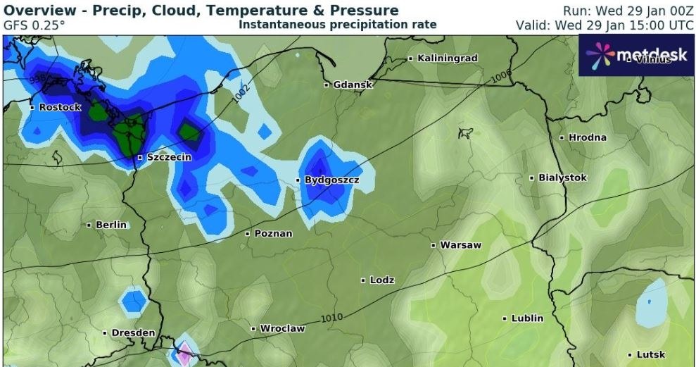 W wielu miejscach kraju będzie deszczowo. Oprócz tego południowym wschodzie możliwe będą burze /wxcharts /