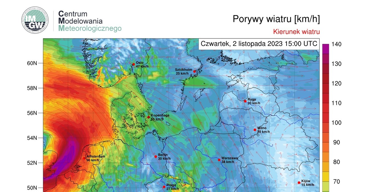 W Zaduszki 2 listopada na południu Polski może powiać silny wiatr. Uwaga na halny, wiejący z prędkością do 110 km/h /IMGW /