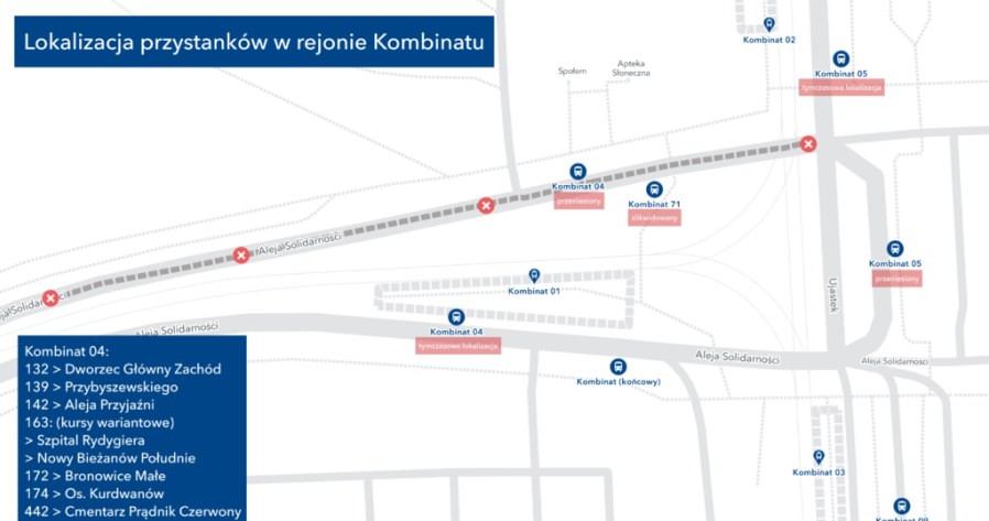 W związku z budową drogi ekspresowej S7 swoje lokalizacje zmieniły dwa przystanki autobusowe. /krakow.pl /