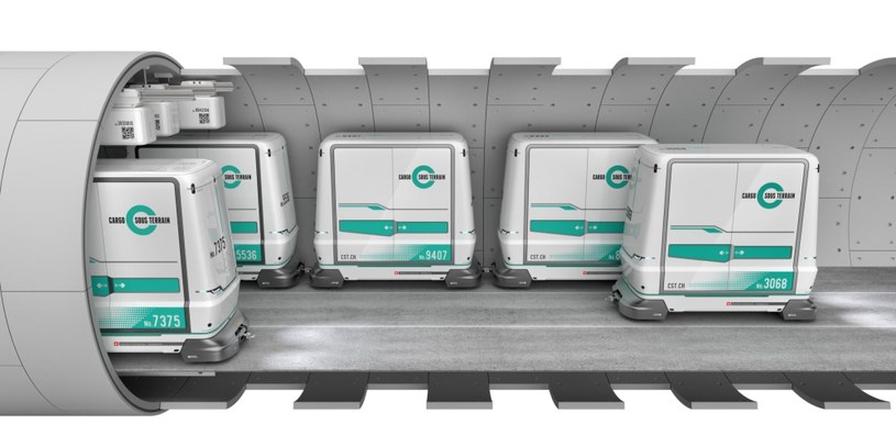 Wagoniki podziemnej kolei Cargo Sous Terrain będą przewozić towary do centrów szwajcarskich miast /CST.ch /materiały prasowe