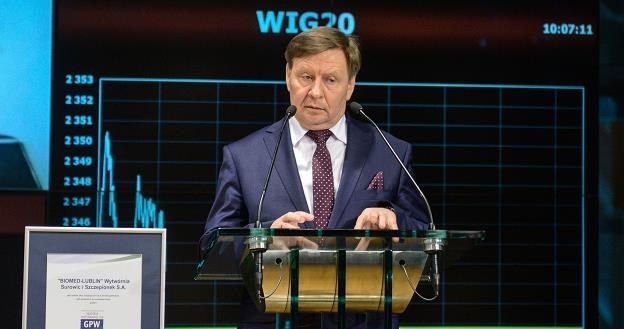 Waldemar Sierocki, prezes Biomedu-Lublin, w czasie debiutu na głownym rynku GPW /PAP
