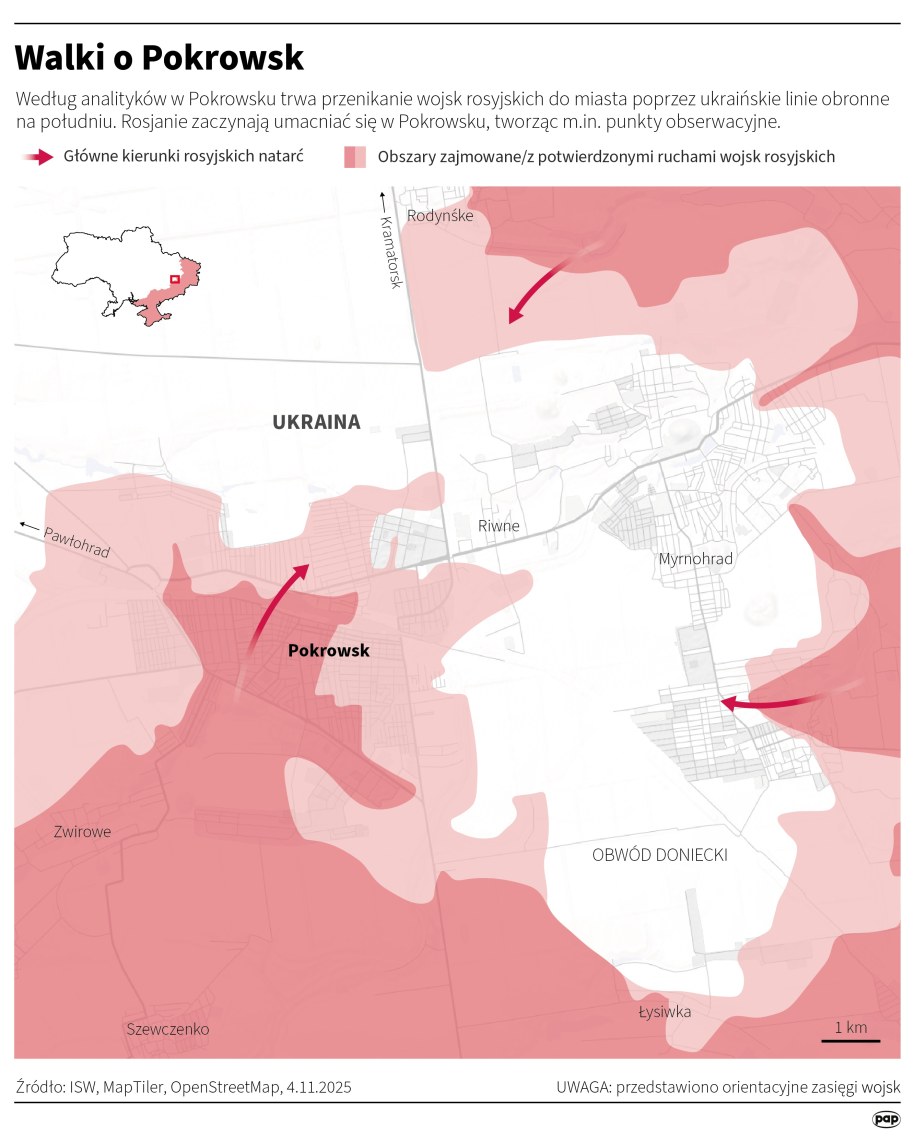 Walki o Pokrowsk: Stan na 4 listopada 2025 /Michał Czernek /PAP