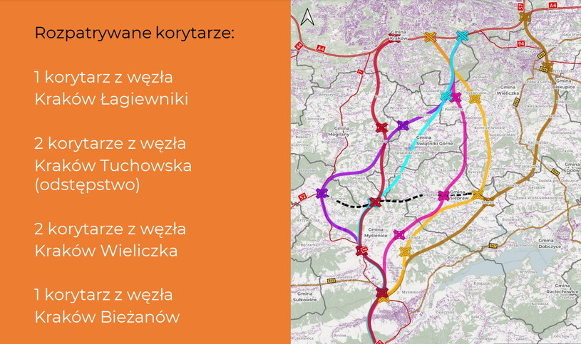 Warianty przebiegu drogi S7 z Krakowa do Myślenic, które w styczniu wzbudziły wręcz histerię /GDDKiA