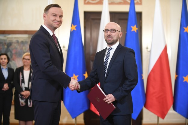 Warszawa, 11 maja 2017. Andrzej Duda powołuje Krzysztofa Łapińskiego na stanowisko sekretarza stanu w Kancelarii Prezydenta RP /Bartłomiej  Zborowski /PAP