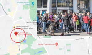 Warszawa: Długie kolejki Ukraińców przed sklepem z darmowymi produktami