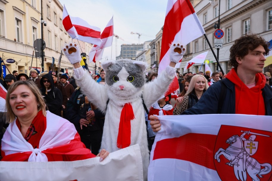 Warszawa. Marsz z okazji białoruskiego Dnia Wolności /Leszek Szymański
