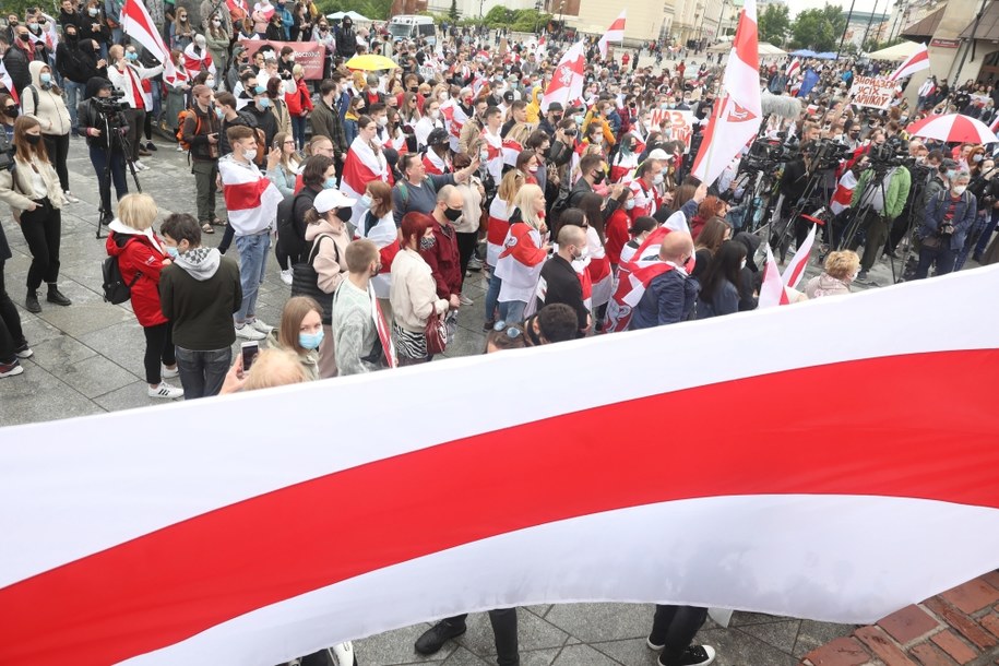 Warszawska Akcja Solidarnościowa, zorganizowanej przez Centrum Białoruskiej Solidarności, / 	Tomasz Gzell    /PAP