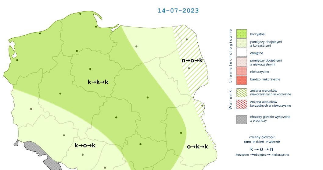 Warunki biometeorologiczne w piątek będą korzystne dla ludzkiego organizmu /IMGW /