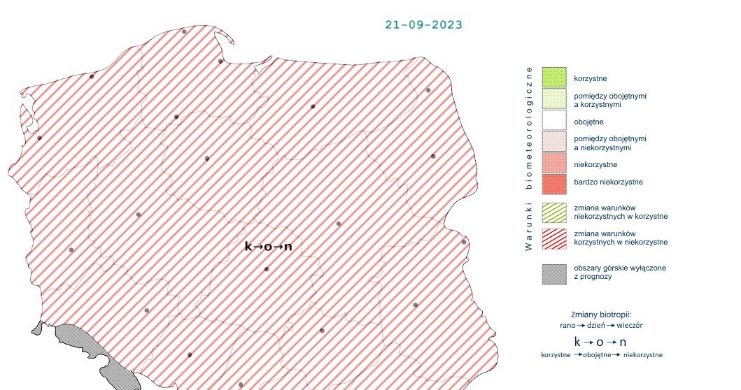 Warunki biometeorologiczne w Polsce w ciągu dnia pogorszą się do niekorzystnych /IMGW /