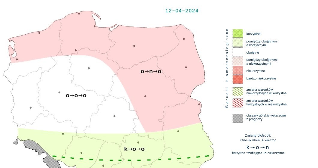 Warunki w piątek będą mniej korzystne na północy i lepsze w południowej części kraju /IMGW /