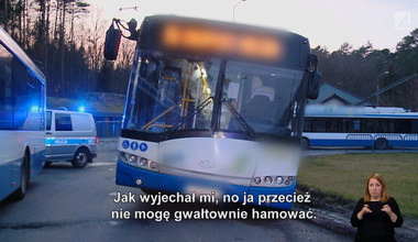 Wcisnął się przed trolejbus i gwałtownie zahamował. Ale twierdzi, że jest niewinny