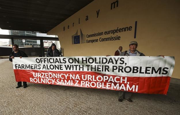 Wczorajszy protest polskich sadowników w Brukseli /EPA