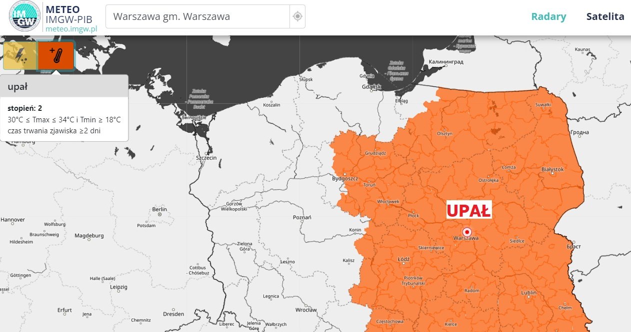 We wschodniej części kraju w piątek będziemy się zmagać z upałami. IMGW wydał ostrzeżenia drugiego stopnia /IMGW /