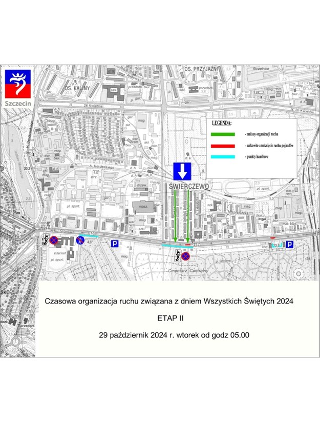 We wtorek 29 października przy ulicy Ku Słońcu pojawią się punkty handlowe. /Zarząd Dróg i Transportu Miejskiego w Szczecinie /