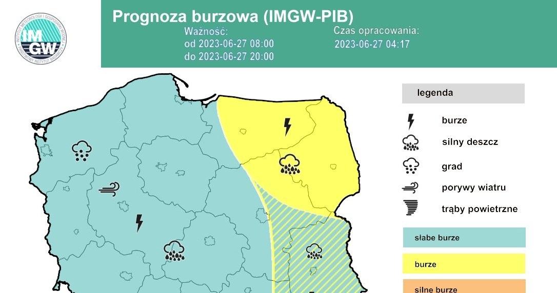 We wtorek burze i ulewy będą miały miejsce na terenie całego kraju /IMGW /