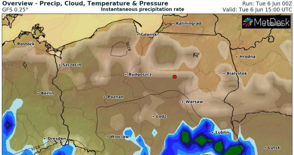 We wtorek deszcze i burze spodziewane są na południu kraju /wxcharts /