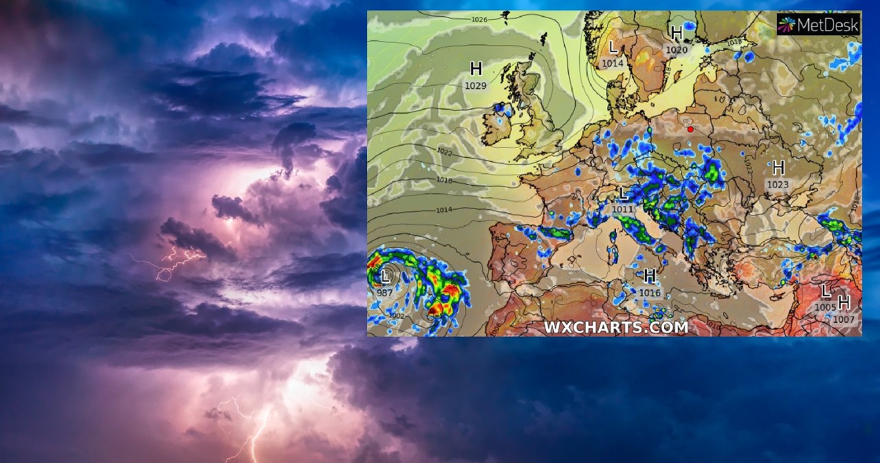We wtorek nad Polskę nadciągną burze, którym lokalnie może towarzyszyć grad oraz porywisty wiatr /Unsplash/WXCHARTS /