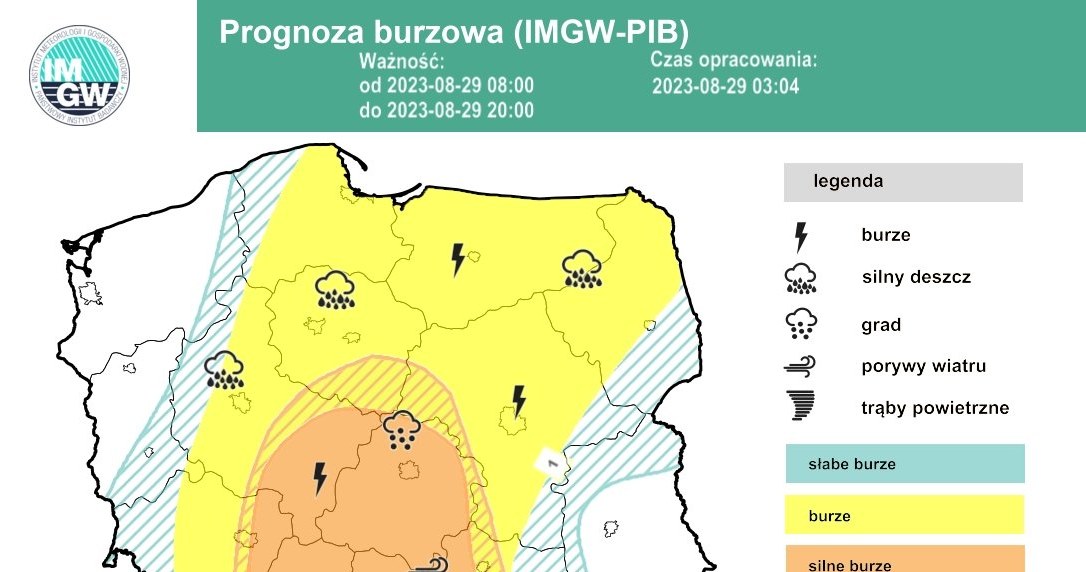 We wtorek najsilniejsze burze pojawią się w centralnej i południowej części kraju /IMGW /