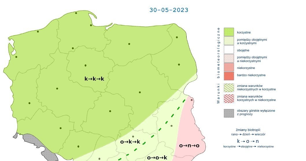 We wtorek warunki biometeorologiczne w większości kraju będą korzystne /IMGW /
