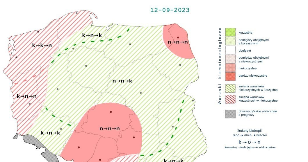 We wtorek warunki biometeorologiczne z powodu upałów i duchoty będą niekorzystne. Będą siępoprawiać po południu i wieczorem /IMGW /