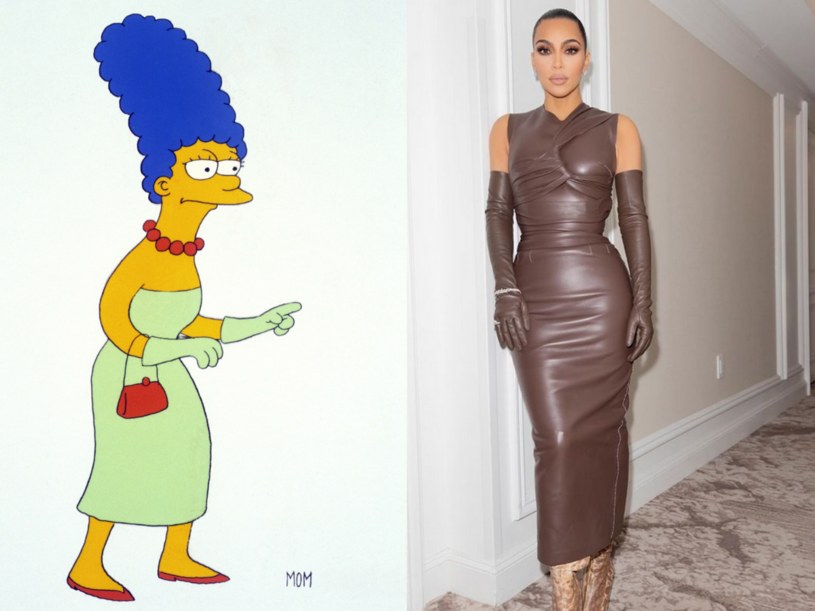 Według doniesień Kim, West miał porównać jej brązową kreację do sukienki Marge Simpson Foto: IG @kimkardashian/ /20thCentFox/Courtesy Everett Collection /East News