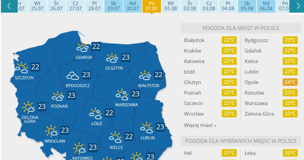 Według prognozy pogody długoterminowej ostatni dzień lipca będzie najchłodniejszy. /INTERIA.PL