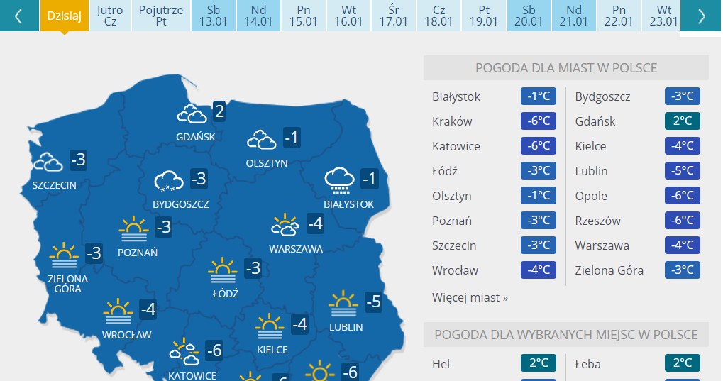 Według prognozy pogody w środę nadal będzie mroźnie. /INTERIA.PL