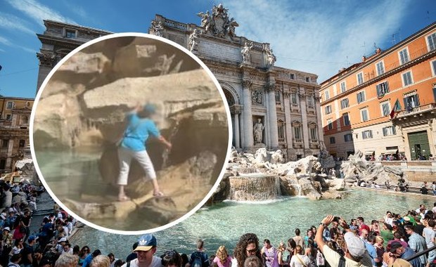 Weszła na fontannę di Trevi, żeby napełnić butelkę wodą. Szokujące nagranie