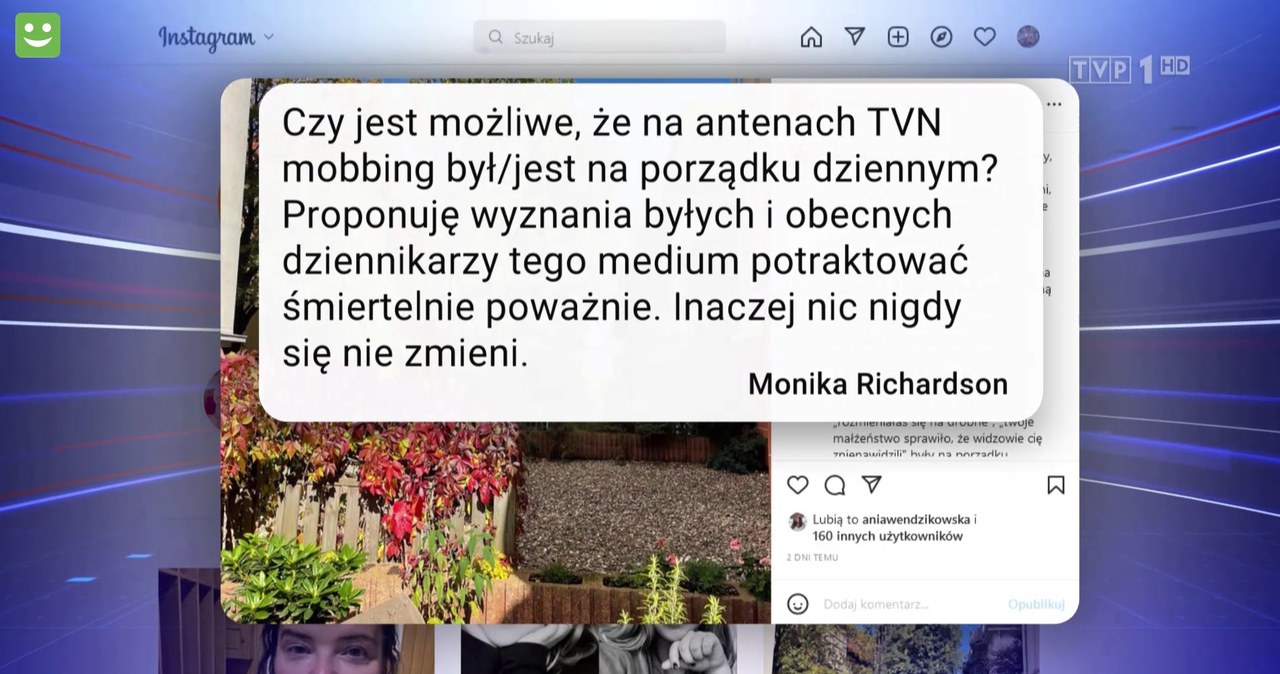 "Wiadomości" cytują wpis Richardson, która zaledwie kilka miesięcy pracowała w TTV /materiał zewnętrzny