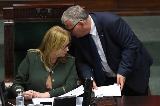 Wicemarszałek Sejmu Małgorzata Gosiewska i poseł PiS Marek Suski / 	Radek Pietruszka   /PAP