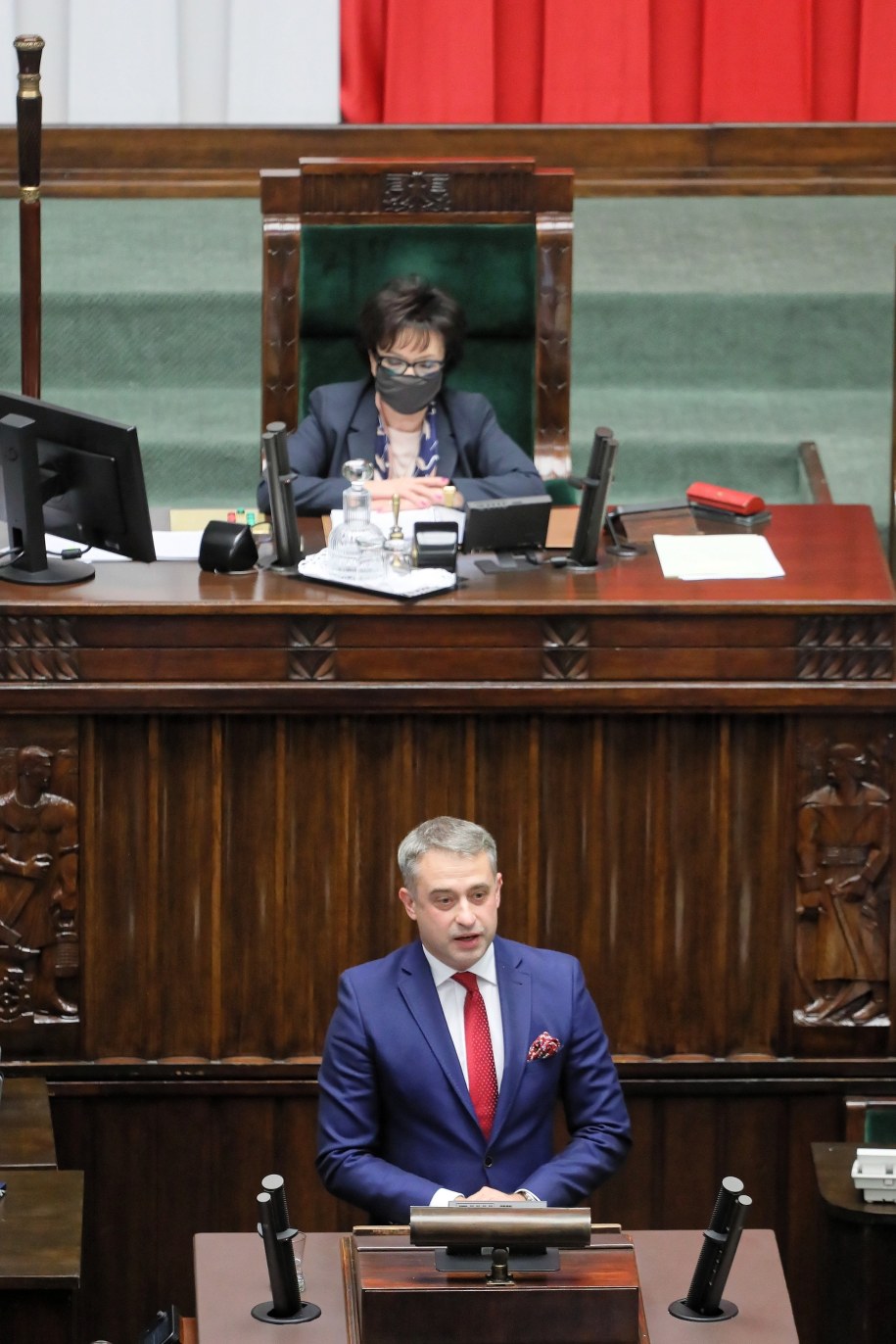 Wiceprzewodniczący Nowej Lewicy Krzysztof Gawkowski oraz marszałek Sejmu Elżbieta Witek / 	Paweł Supernak   /PAP