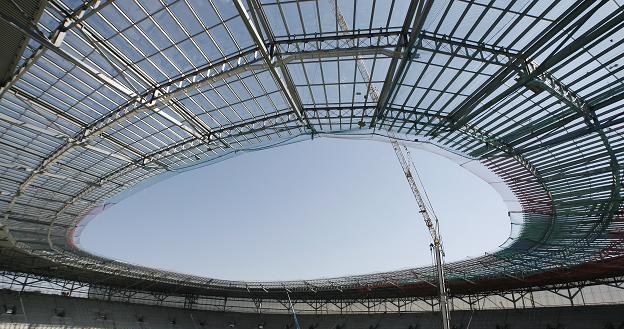 Widok budowanego stadionu na Euro 2012 we Wrocławiu /PAP