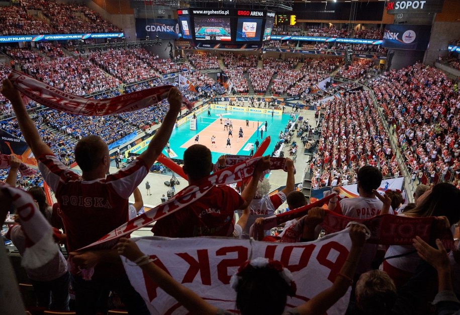 Widok na halę Ergo Arena w Gdańsku podczas meczu grupy A mistrzostw Europy siatkarzy pomiędzy Polską i z Estonią /Adam Warżawa /PAP