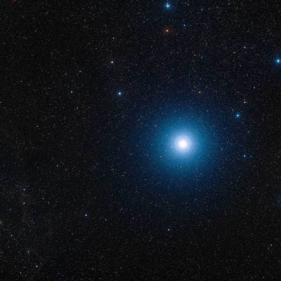 Widok nieba wokół gwiazdy RXJ0528+2838 /ESO/Digitized Sky Survey 2/ Davide de Martin /Materiały prasowe