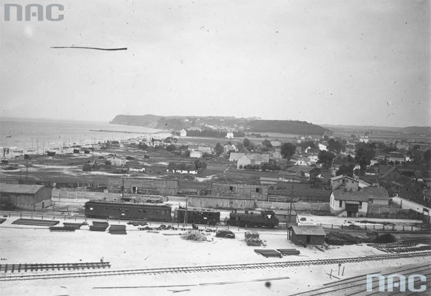 Widok z góry na budowę portu w Gdyni w kierunku Kamiennej Góry /Z archiwum Narodowego Archiwum Cyfrowego