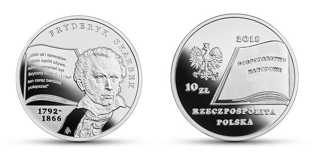 Wielcy polscy ekonomiści - Fryderyk Skarbek, 10 zł, rewers (L) i awers (P) /NBP