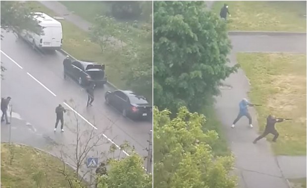 Wielka strzelanina z udziałem 100 ludzi pod Kijowem. Trwają zbiorowe zatrzymania [WIDEO]