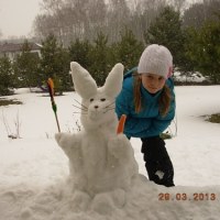 Wesoły śniegowy zajączek