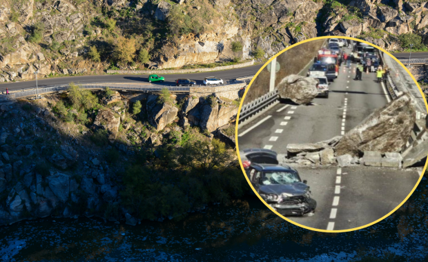 Wielkie bloki skalne runęły na autostradę. Głaz uderzył w samochód